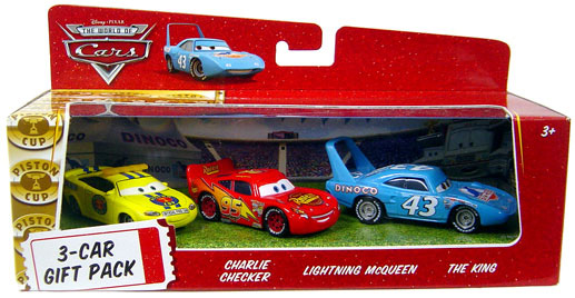 World Of Cars - 3-Car Gift Pack Boxed - Charlie Checker, Lightning McQueen, The King