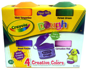 Crayola Dough Creative Colors - Wild Tangerine, Forest Green, Royal Purple, and Coranation Pink