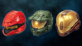 Halo 3 Helmets - Scout (red), Master Chief, EVA (brown)