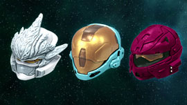 Halo 3 Helmets Set 2 - Hayabusa (White), EVA (Cyan), Rogue (Crimson)