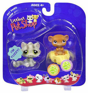 Littlest Pet Shop - Grey Cat and Mouse on Cheese
