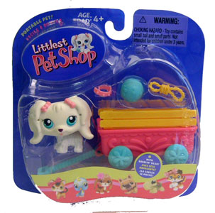 Littlest Pet Shop - White Dog and Wagon