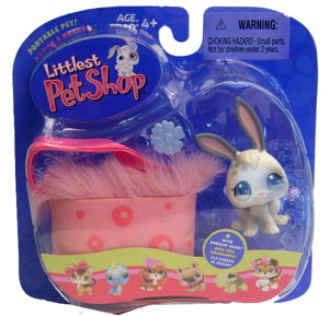 Littlest Pet Shop - White Bunny and Pink Carry Case