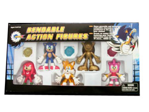 SONIC X BENDABLE ACTION FIGURES With Gold Sonic Box Set