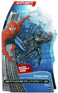 Black Costume Spider-Man - Super-Articulated With Wall-Hanging Web