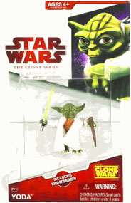 Clone Wars 2008 - Red Card - Yoda with Lightsaber